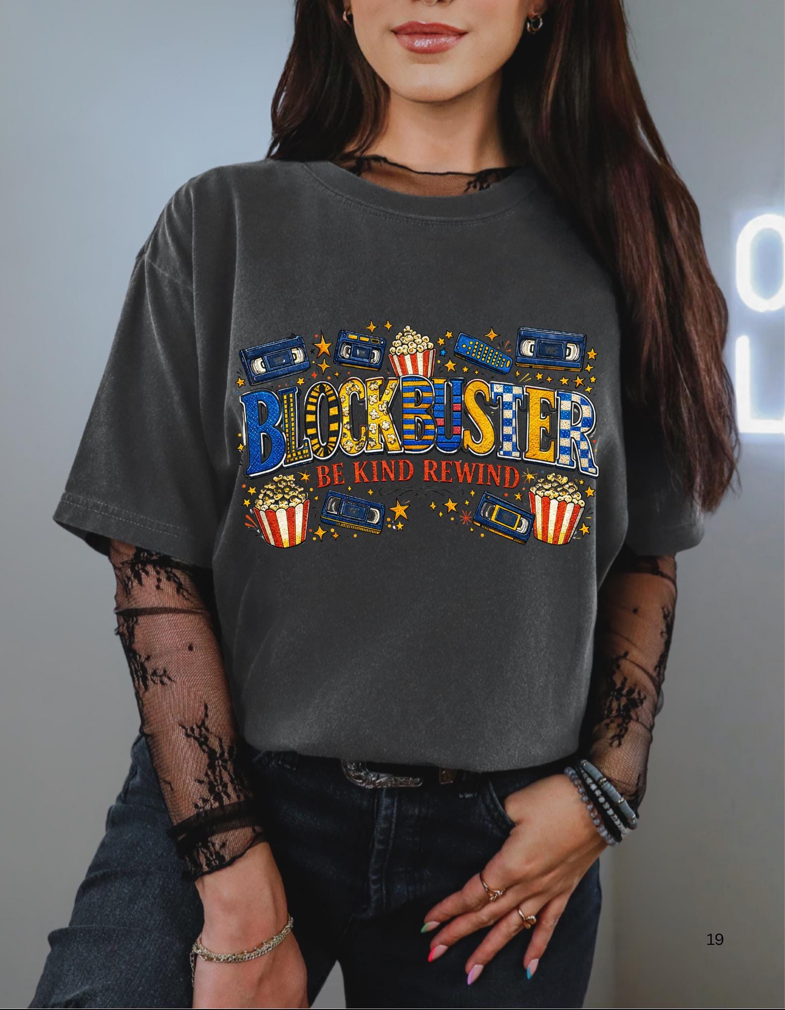 Blockbuster Be Kind Rewind T-Shirt | Retro Popcorn Cassette Film Tee