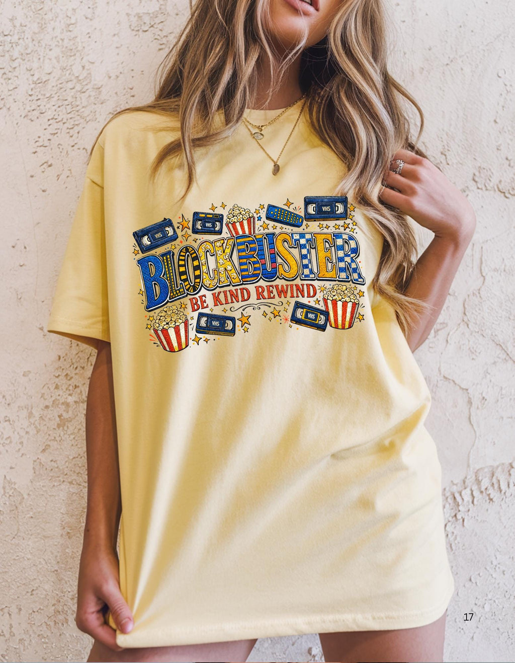 Blockbuster Be Kind Rewind T-Shirt | Retro Popcorn Cassette Film Tee