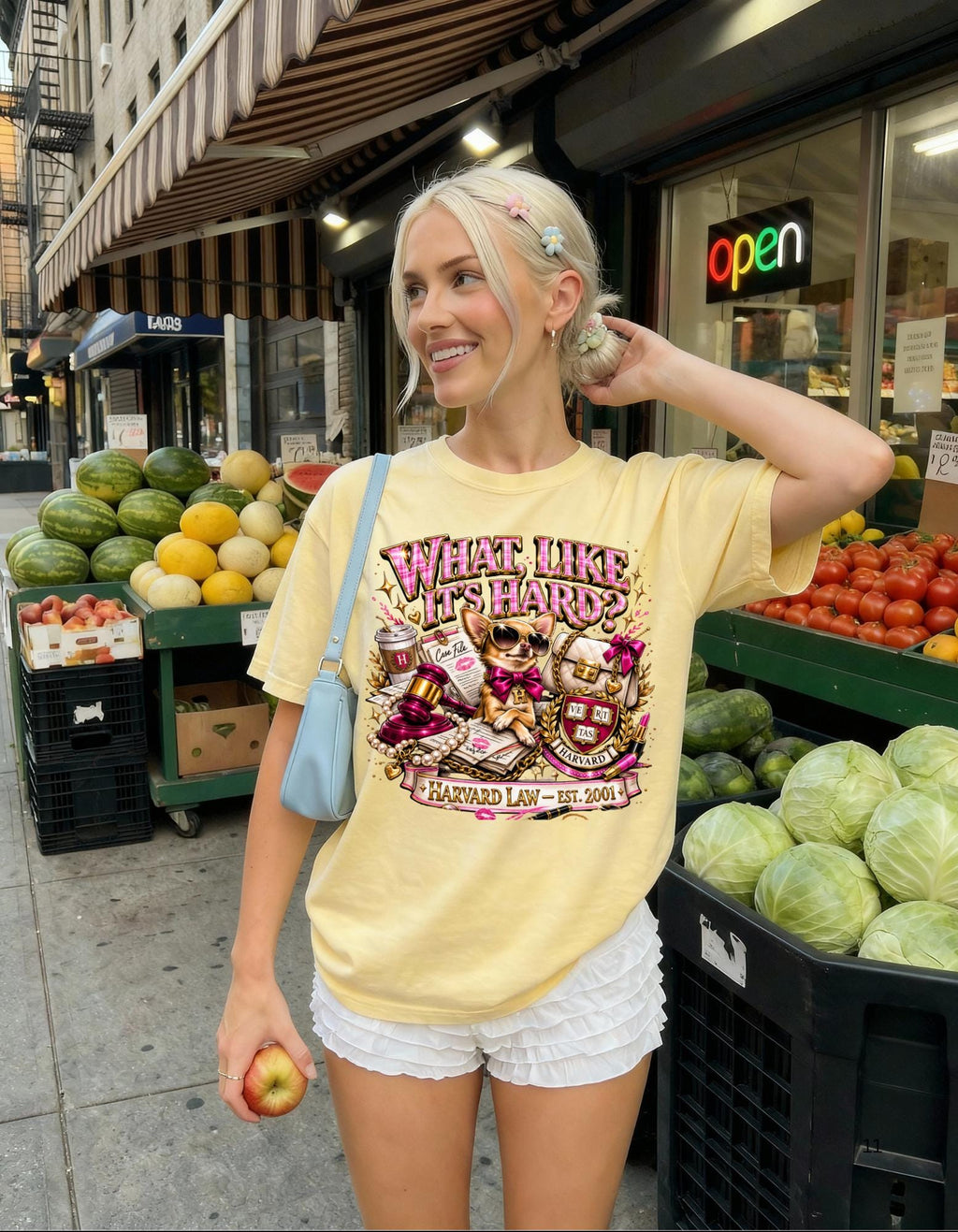 Garment-Dyed Chihuahua Law T-Shirt | Collegiate Crest Retro Artwork Unisex Tee