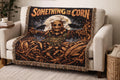Something In The Corn Scarecrow Woven Blanket Gothic Tapestry Throw Dark Alternative Decor