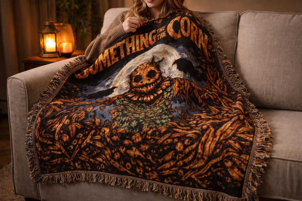 Something In The Corn Scarecrow Woven Blanket Gothic Tapestry Throw Dark Alternative Decor