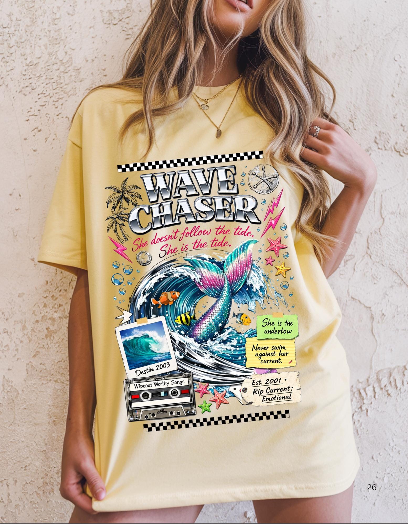 Wave Chaser Whale Surfing Graphic T-Shirt | Retro Ocean Collage Vintage Beach Tee
