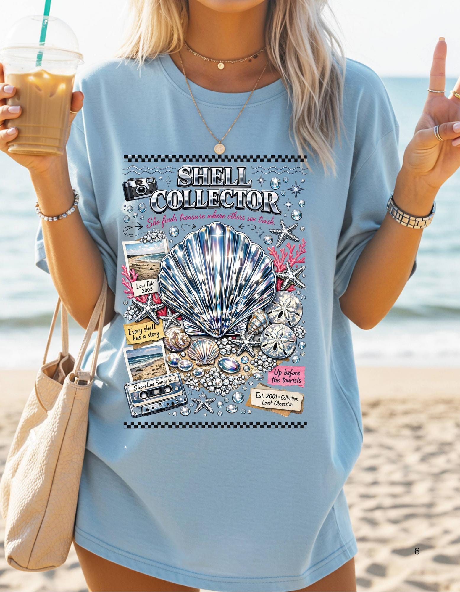Shell Collector T-Shirt: Beach Nautical Seashell Illustration Coastal Apparel Summer Tee