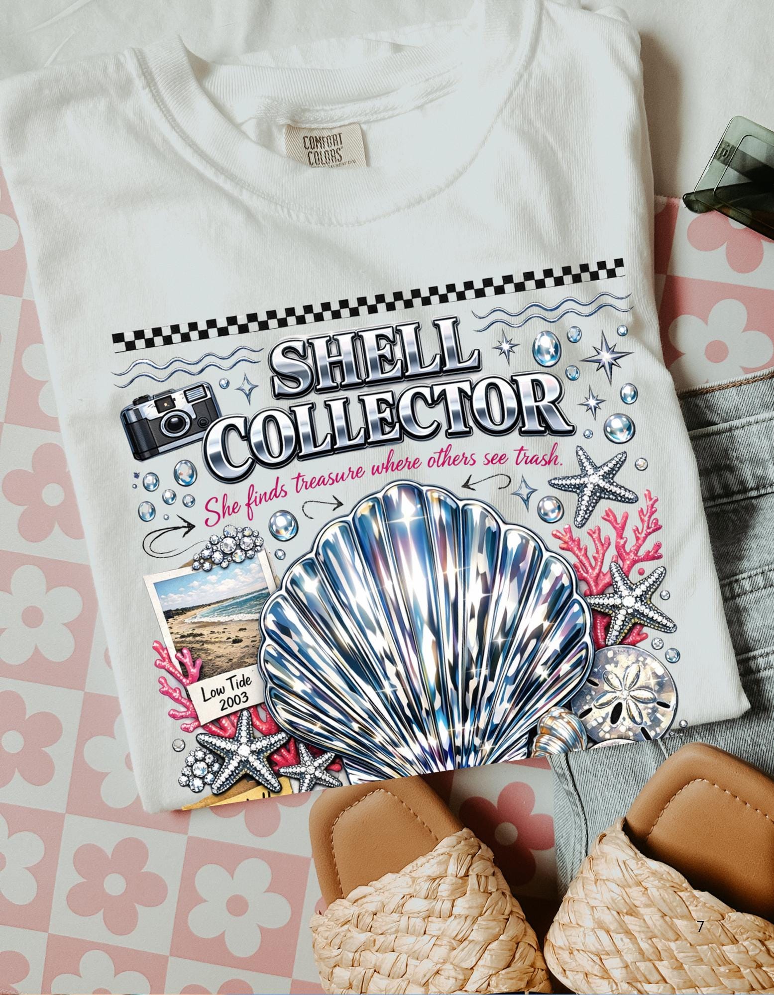 Shell Collector T-Shirt: Beach Nautical Seashell Illustration Coastal Apparel Summer Tee
