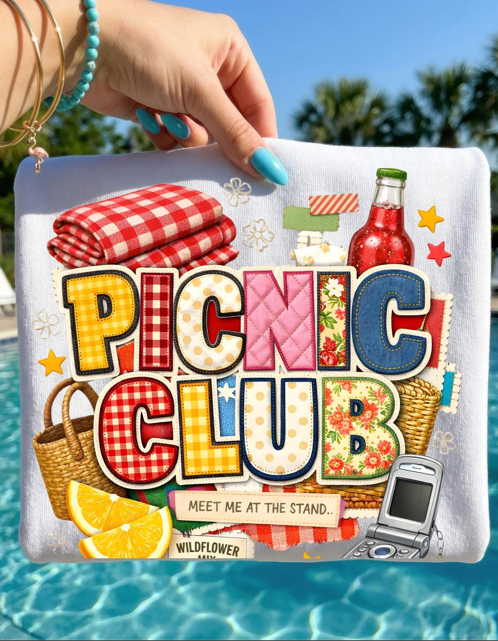 Picnic Club Graphic Tee | Gingham Basket Lemonade Summer Casual Wear