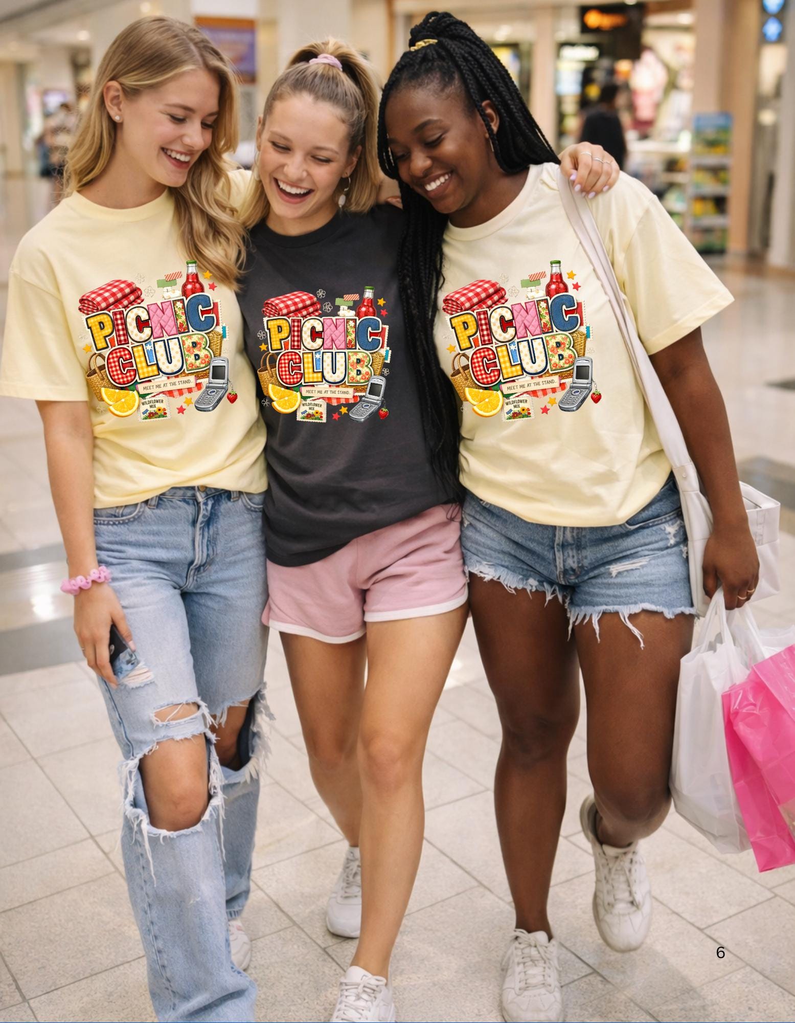 Picnic Club Graphic Tee | Gingham Basket Lemonade Summer Casual Wear