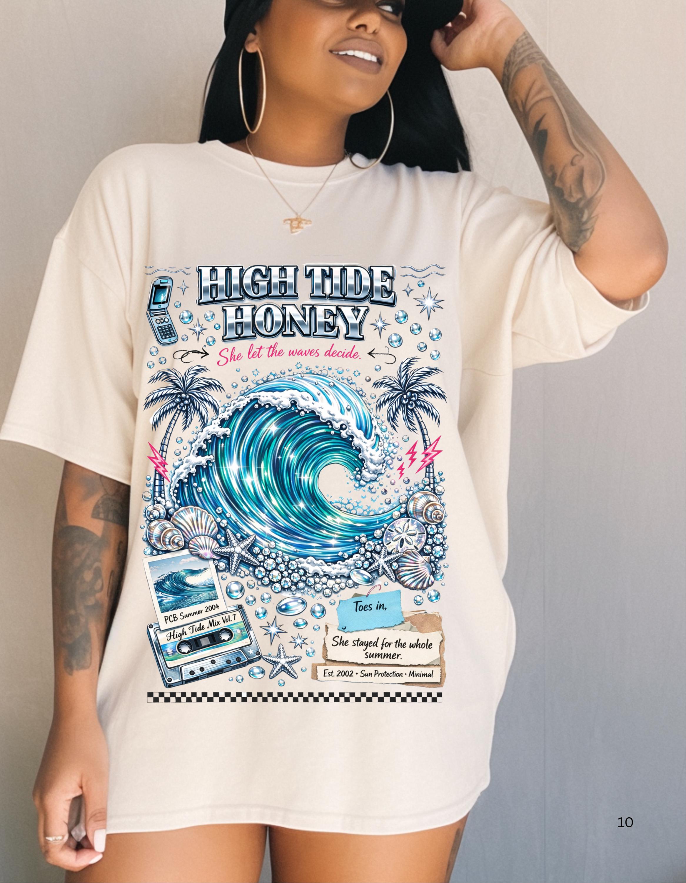 High Tide Honey Wave Surf T-Shirt: Retro Beach Summer Tee