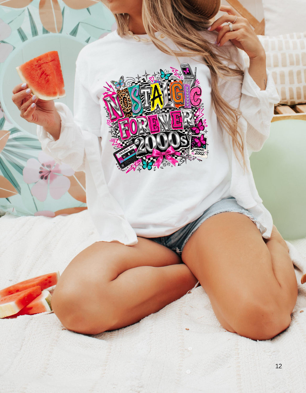 Y2K Nostalgic Graphic T-Shirt | 2000s Retro Cassette Phone Design Vintage Throwback Tee