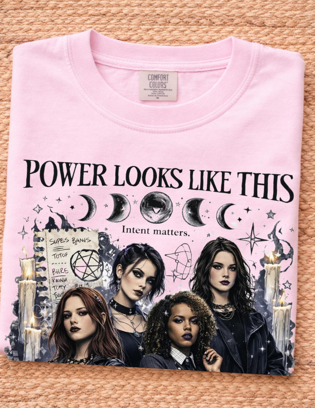 Witchy Moon Phases Power Statement T-Shirt | Gothic Candle Portrait Design Graphic Tee