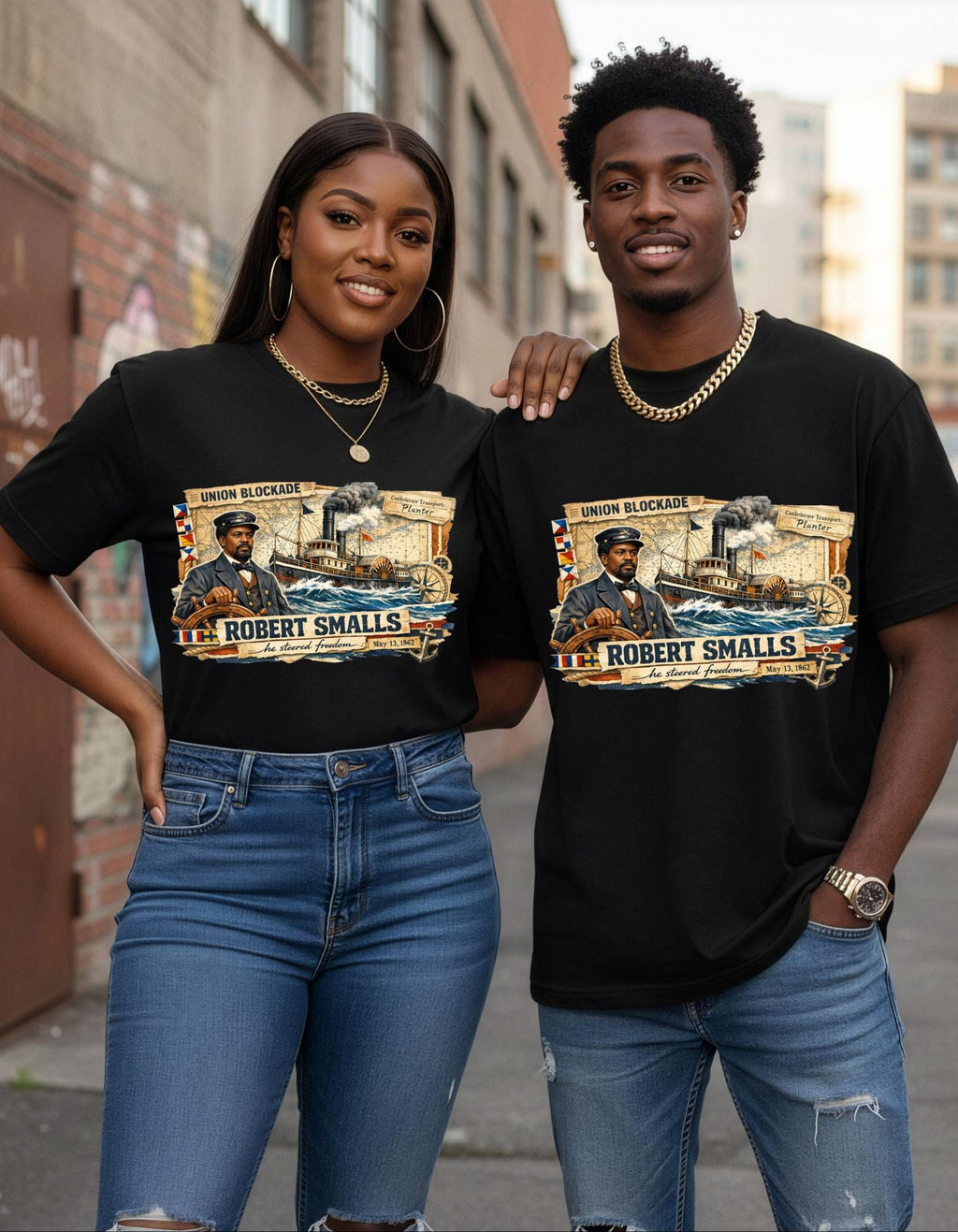 Robert Smalls Civil War Steamship Illustration T-Shirt Union Blockade Historic Figure Tee