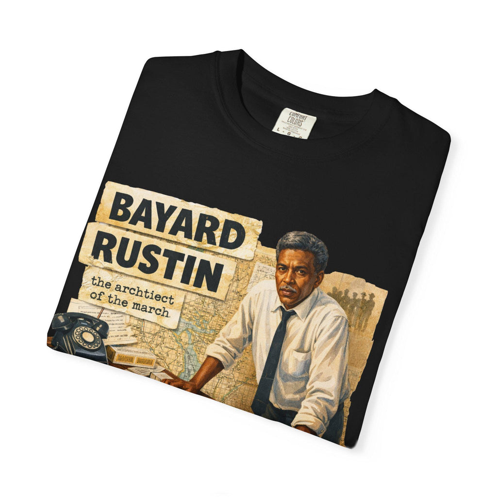 Bayard Rustin Civil Rights Leader illustration T-shirt | Vintage newspaper design