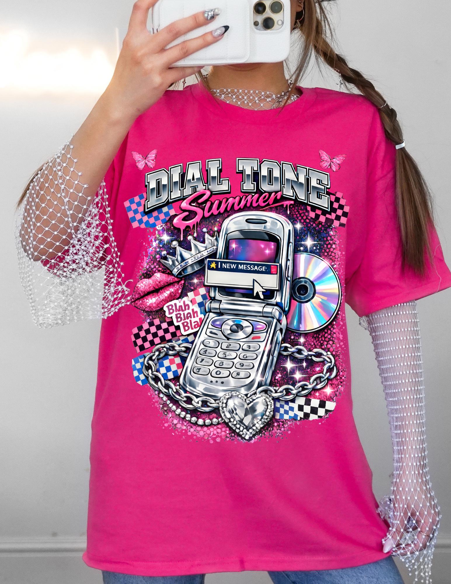 Retro Flip Phone Graphic T-Shirt | Y2K CD Checkerboard Tee