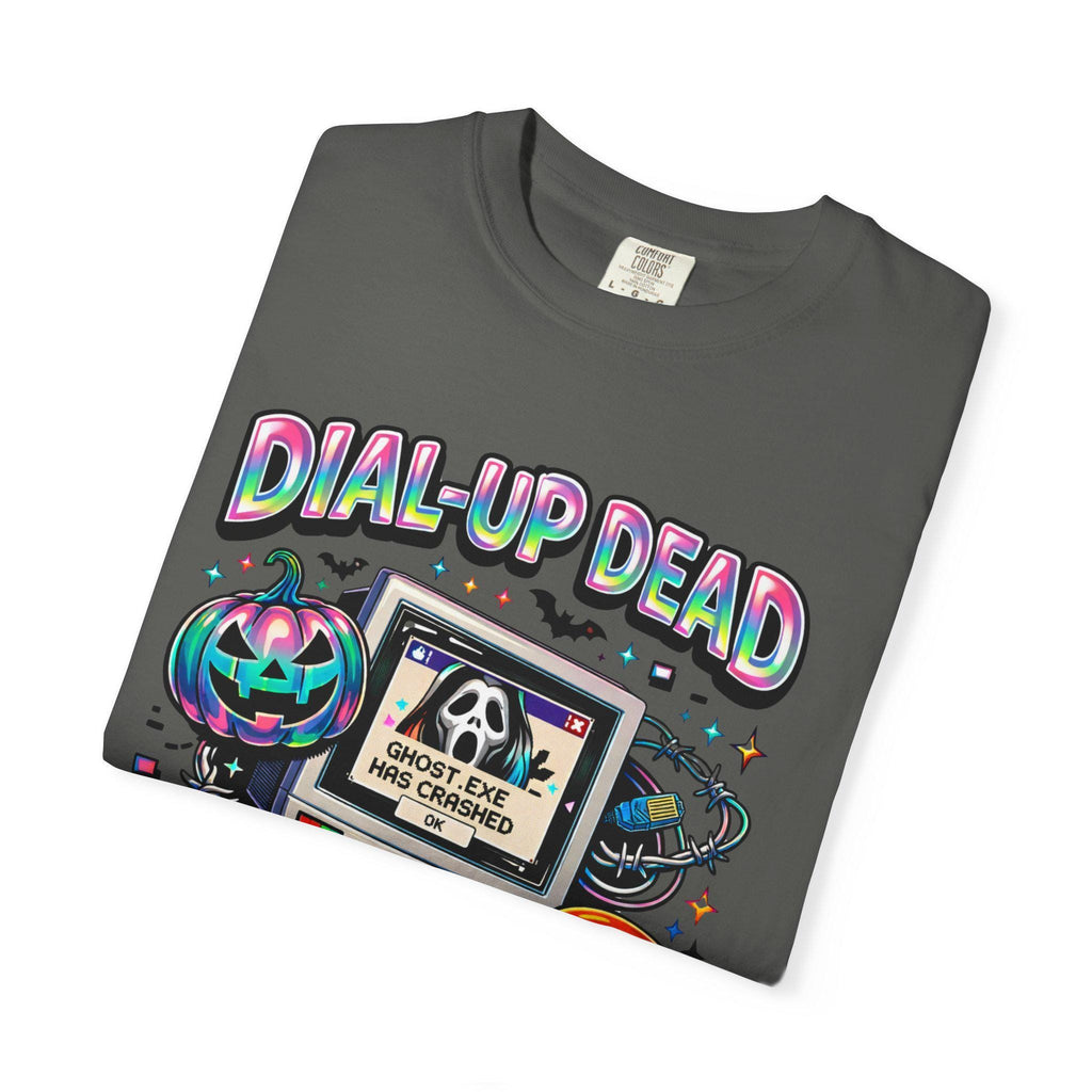 Dial-Up Dead Retro Horror Computer T-Shirt Halloween Skull Pumpkin Design Gothic Vintage Tee