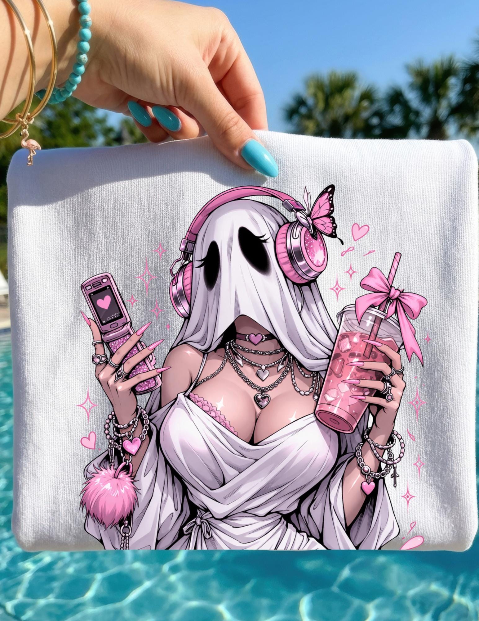 Sexy Ghost Girl Boo Halloween Pinup Horror Graphic T-Shirt Spooky Kawaii Anime Tee