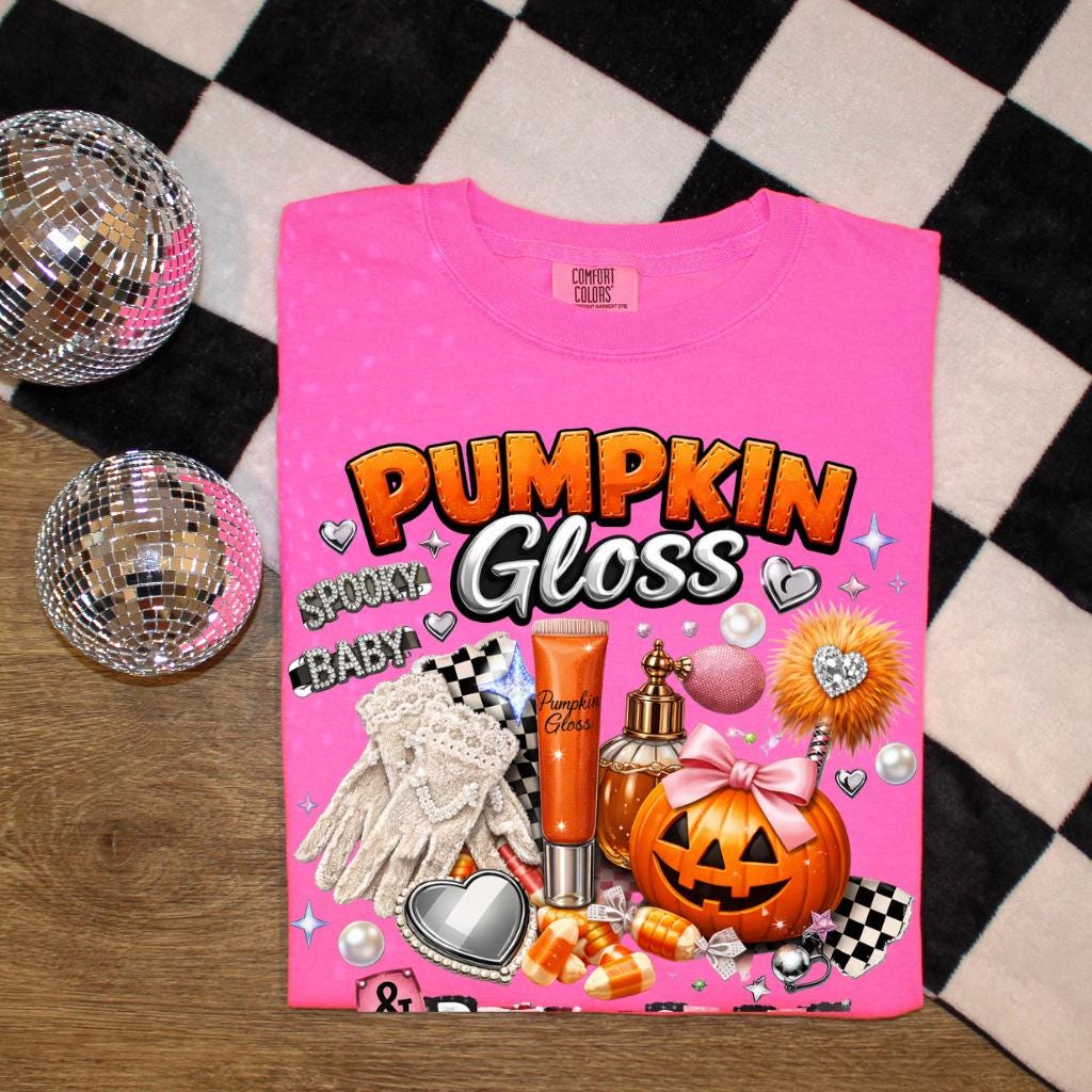 Pumpkin Gloss & Poltergeists Halloween T-Shirt | Spooky Lip Graphic Tee Ghost Fall Autumn Gift