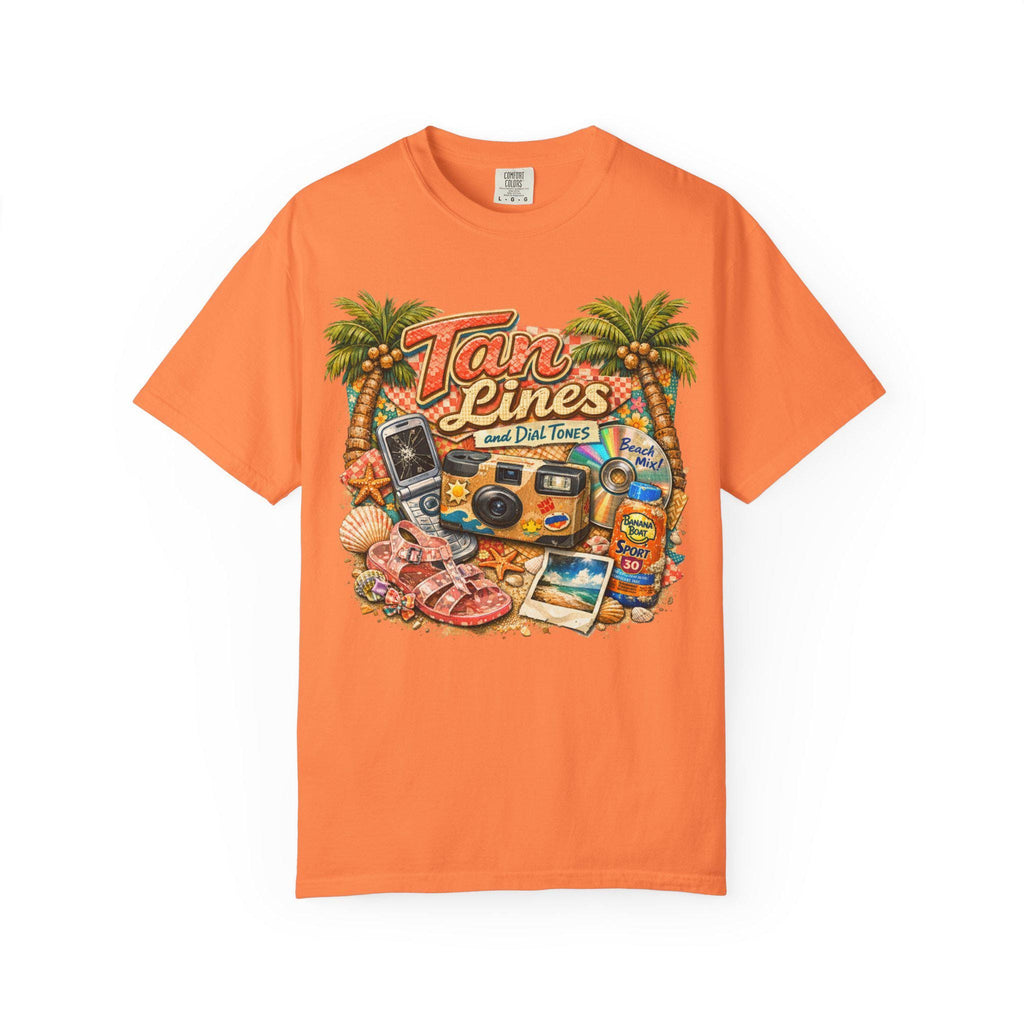 Tan Lines Retro Beach T-Shirt Vintage Camera Sunscreen Summer Vibes Vacation Tee