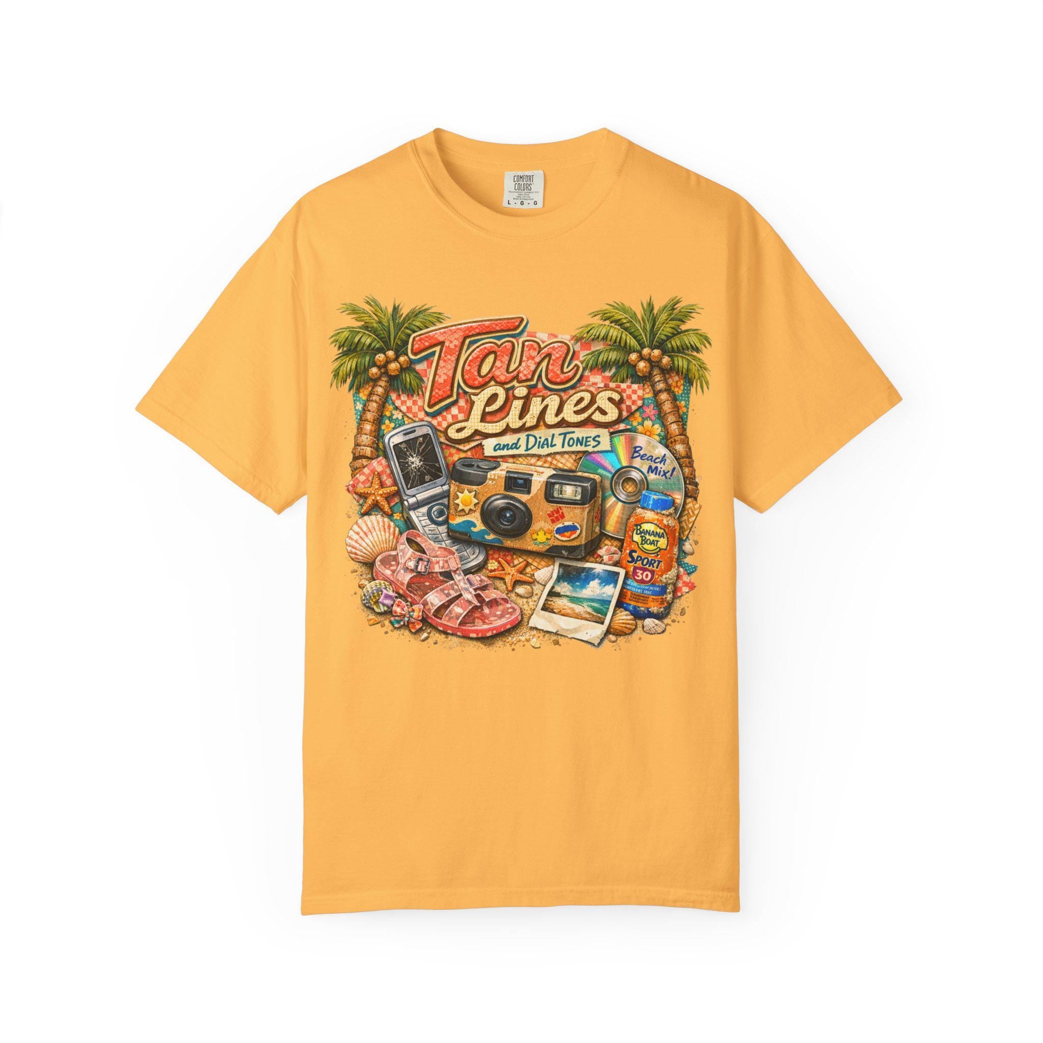 Tan Lines Retro Beach T-Shirt Vintage Camera Sunscreen Summer Vibes Vacation Tee