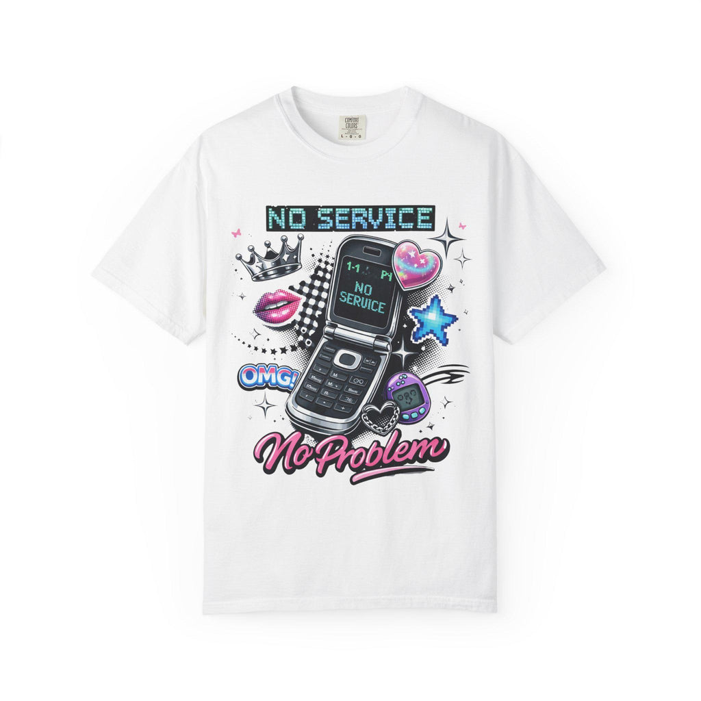 No Service Flip Phone Graphic Tee, Y2K Nostalgia Retro Top