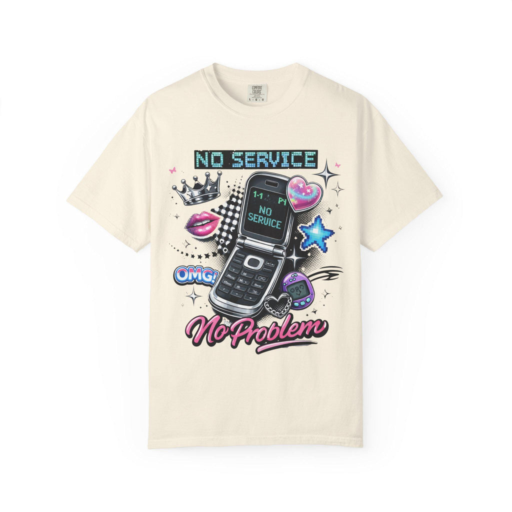 No Service Flip Phone Graphic Tee, Y2K Nostalgia Retro Top
