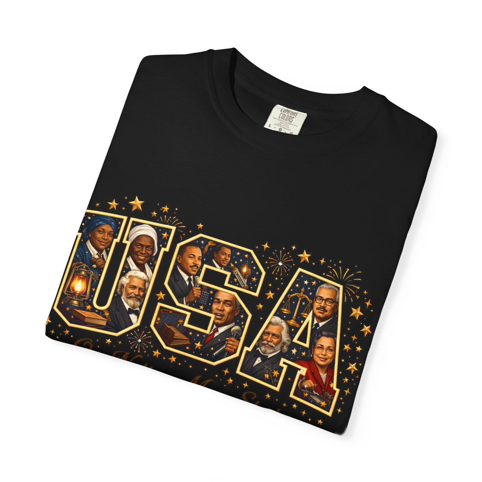 USA Letters Collage T-Shirt | Vintage Photo Patriotic Design Retro American Graphic Tee Gift