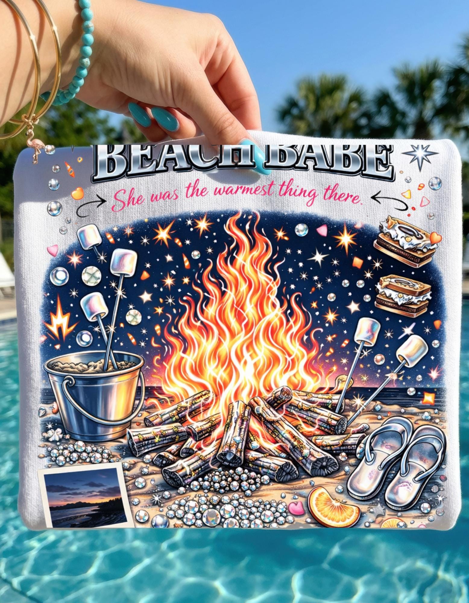 Bonfire Beach Night T-Shirt | Campfire Coastal Graphic Tee Summer Outdoor Unisex Apparel