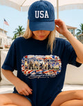Land of the Free Graphic T-Shirt | Patriotic Americana Stars Flag Design Vintage Tee