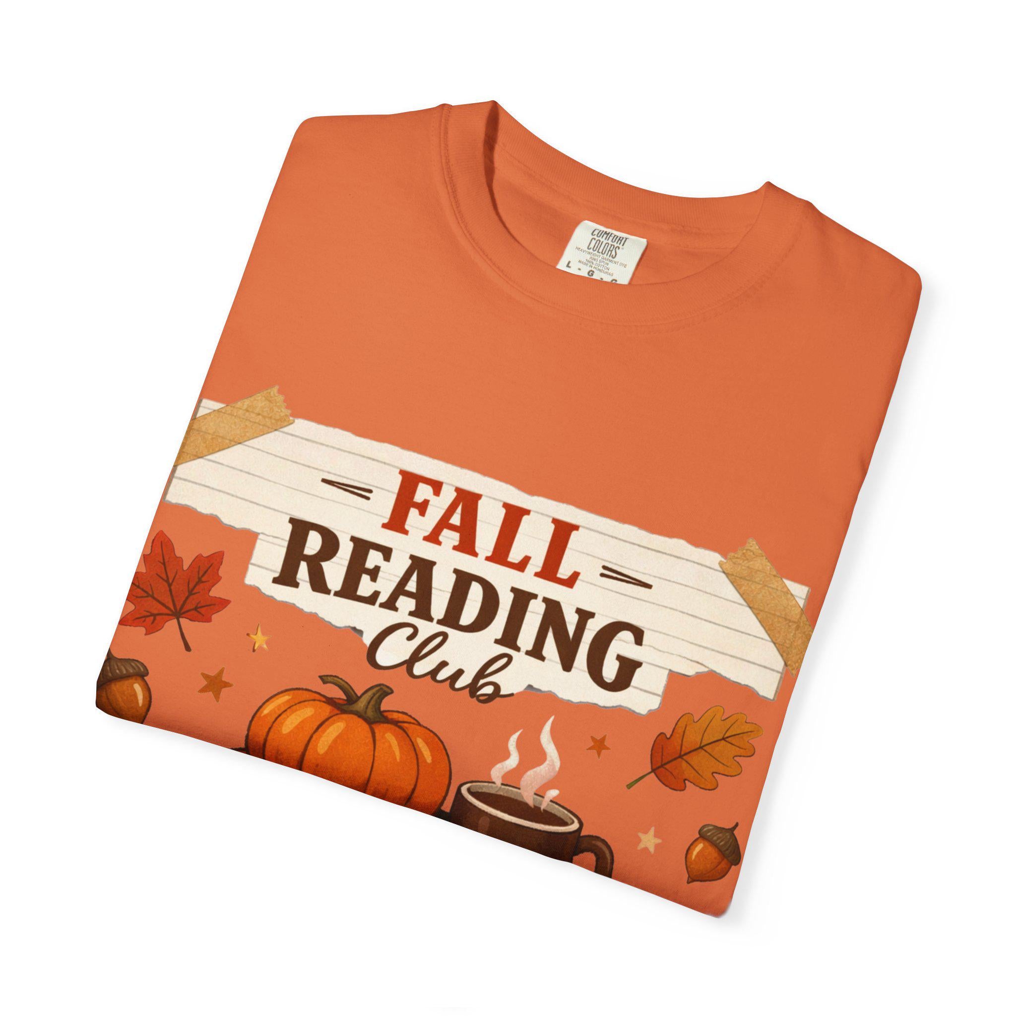 Fall Reading Club T-Shirt | Books Bonfires Autumn Pumpkin Coffee Design Literary Gift Bookish Outfit