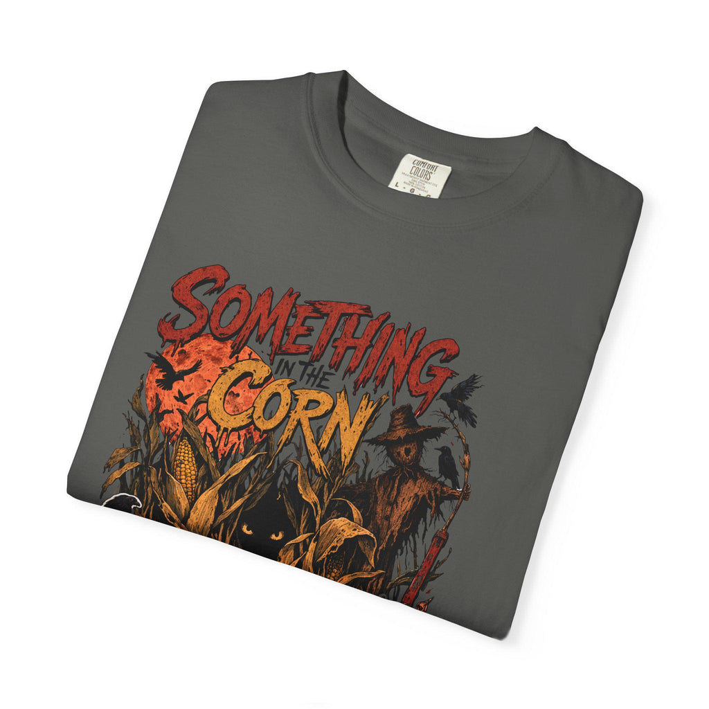 Something in the Corn T-shirt | Scarecrow Horror Movie Poster Design