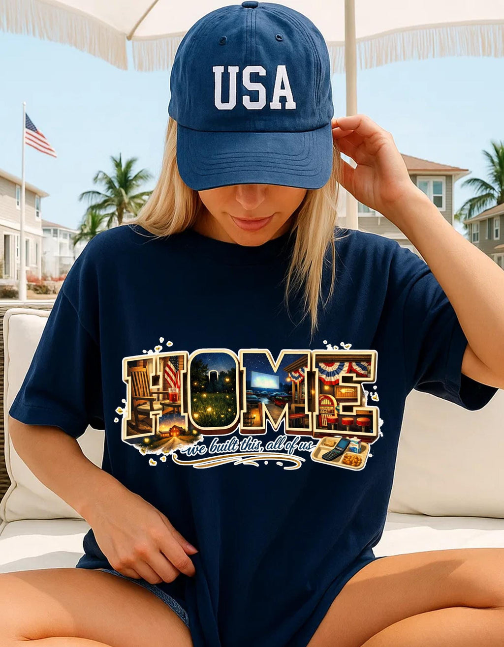 Vintage Travel Postcard Collage T-Shirt | Home Town USA Retro Lettering Unisex Tee Gift