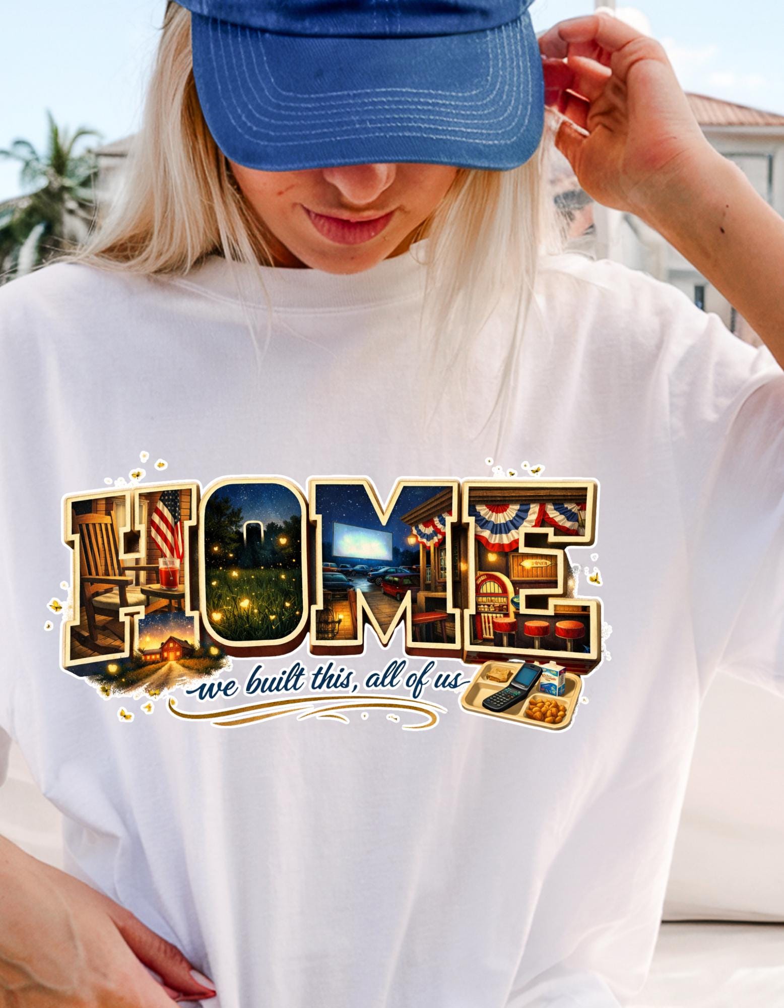 Vintage Travel Postcard Collage T-Shirt | Home Town USA Retro Lettering Unisex Tee Gift
