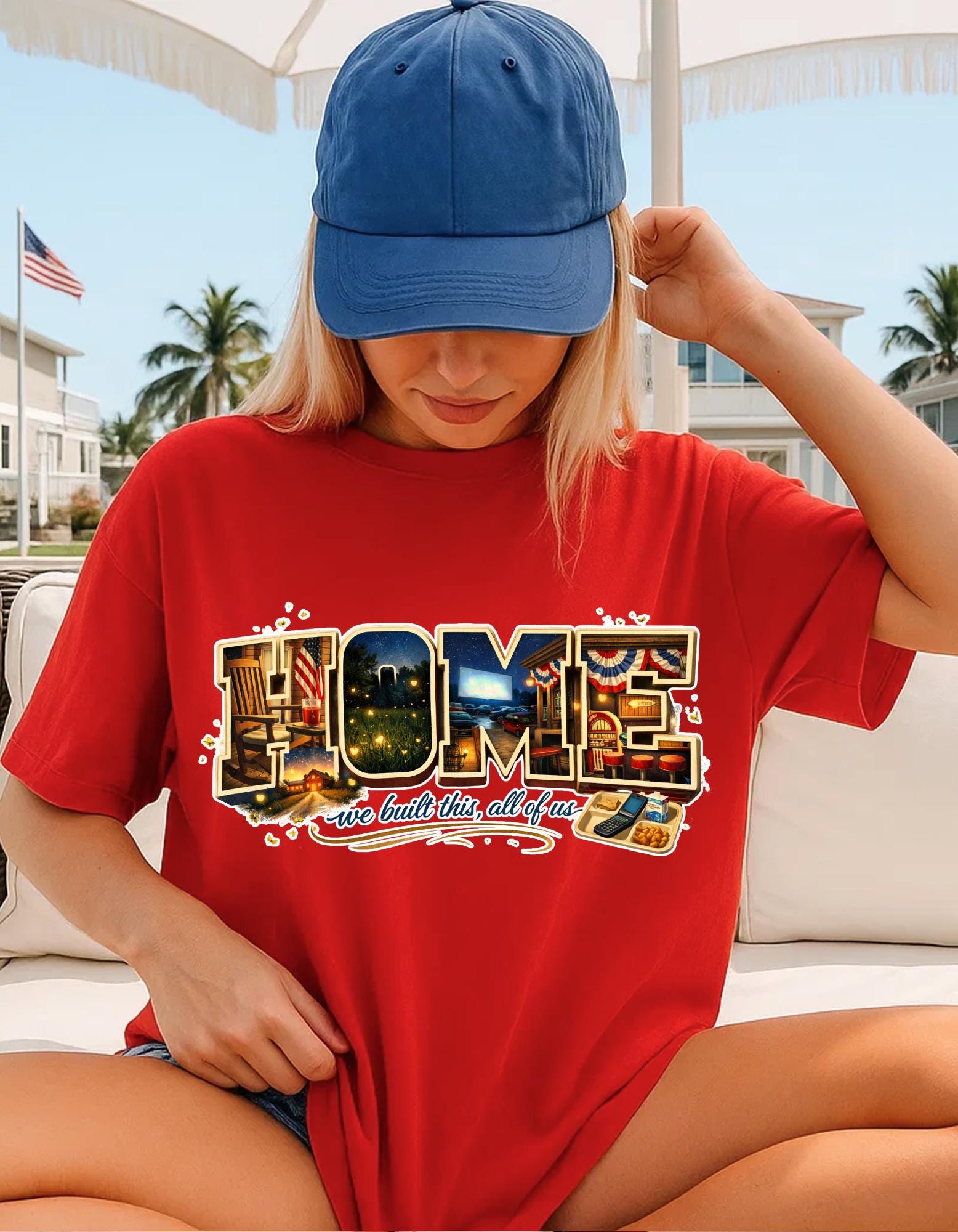 Vintage Travel Postcard Collage T-Shirt | Home Town USA Retro Lettering Unisex Tee Gift