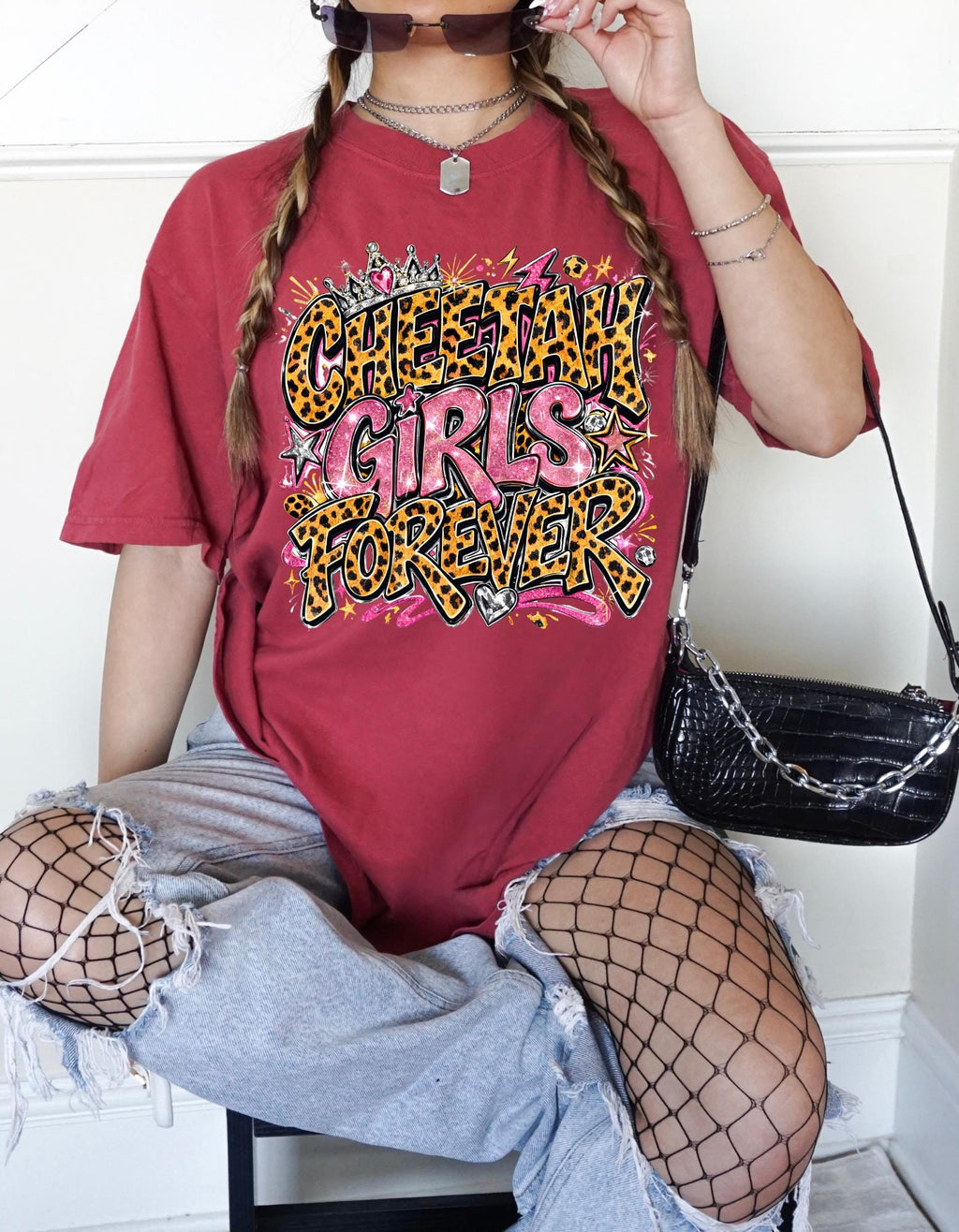 Cheetah Girls Forever T-Shirt | Leopard Print Graffiti Text Design Graphic Tee Streetwear