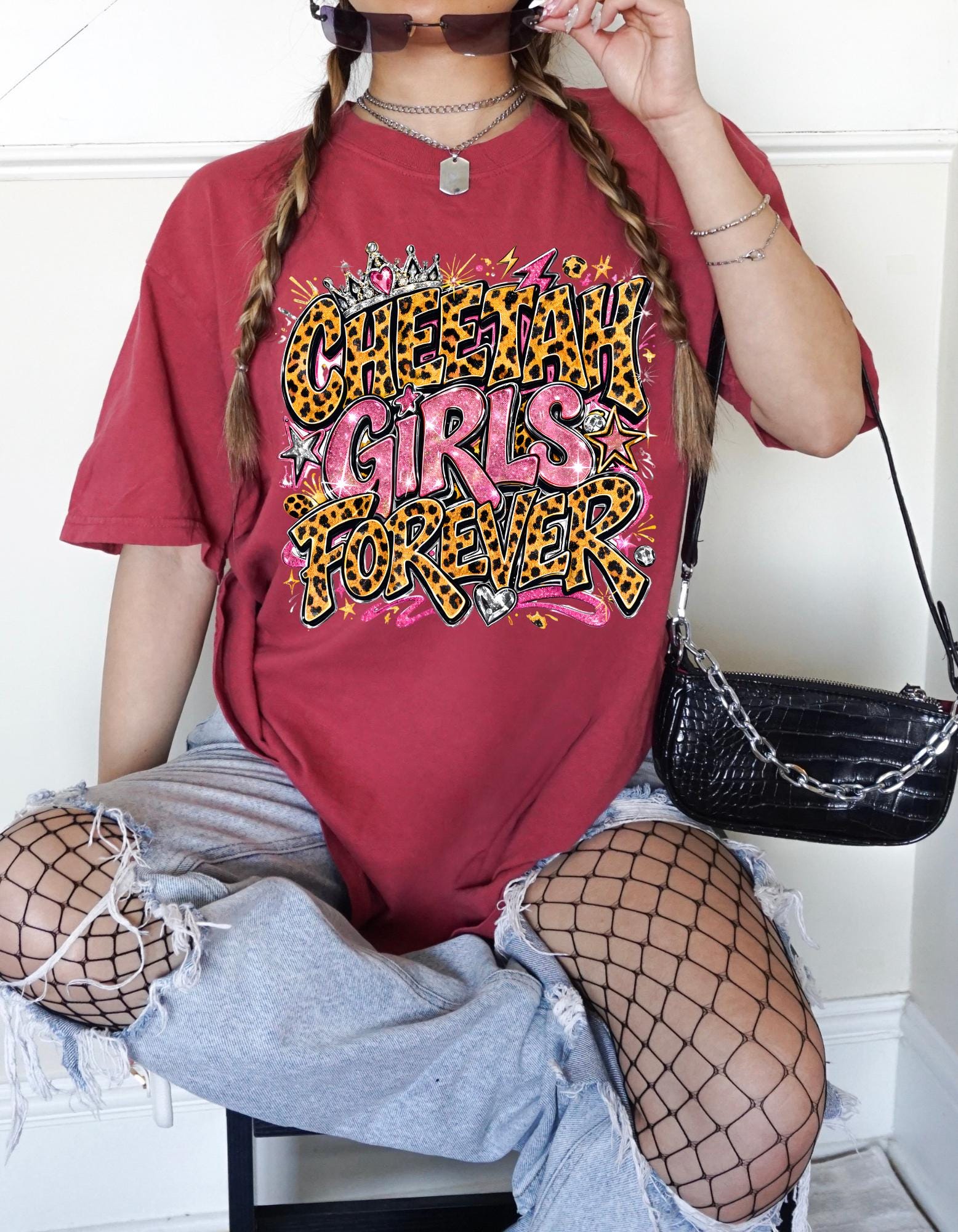 Cheetah Girls Forever T-Shirt | Leopard Print Graffiti Text Design Graphic Tee Streetwear