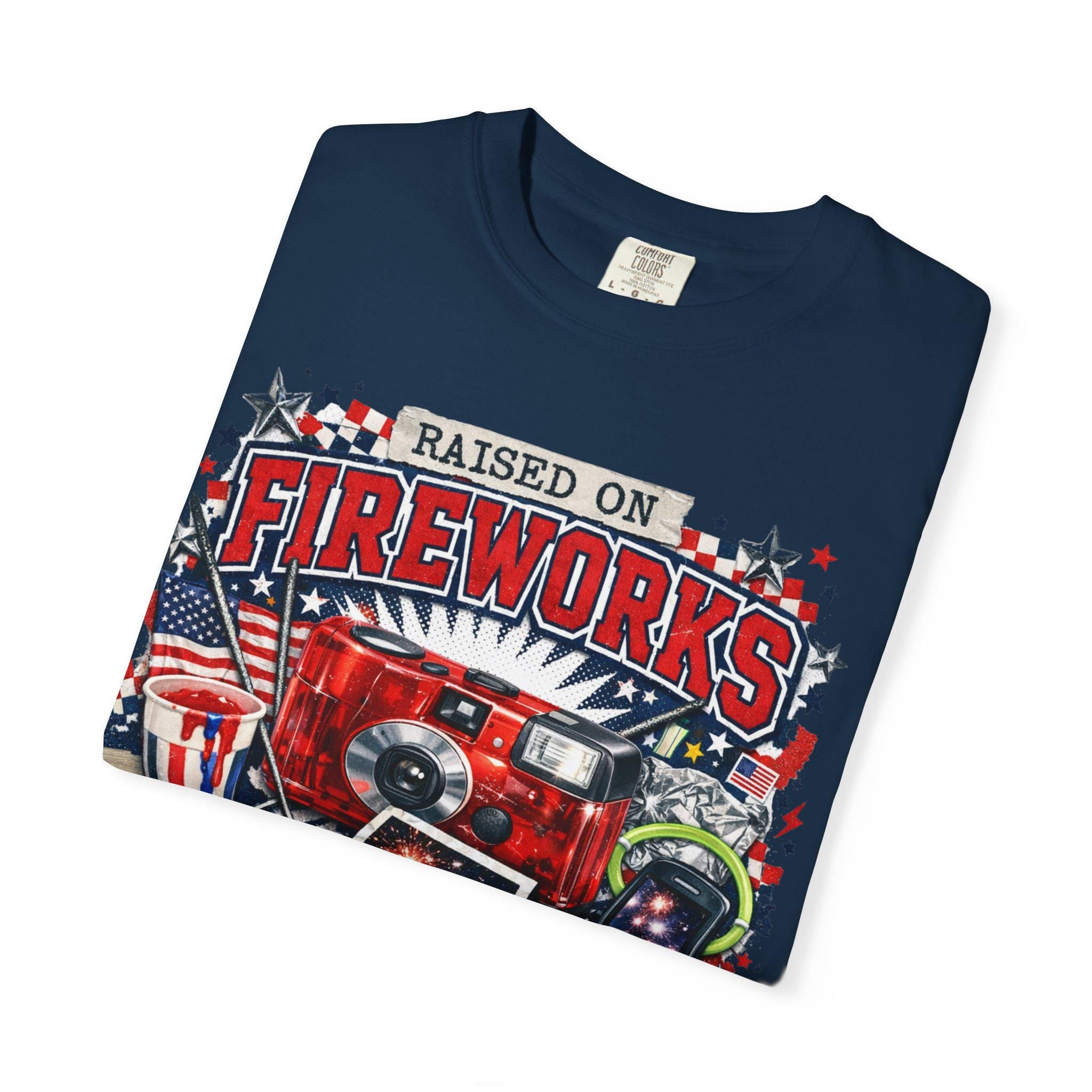 Raised on Fireworks and Freedom T-Shirt | Patriotic 4th of July Veteran Tee American Pride Gift