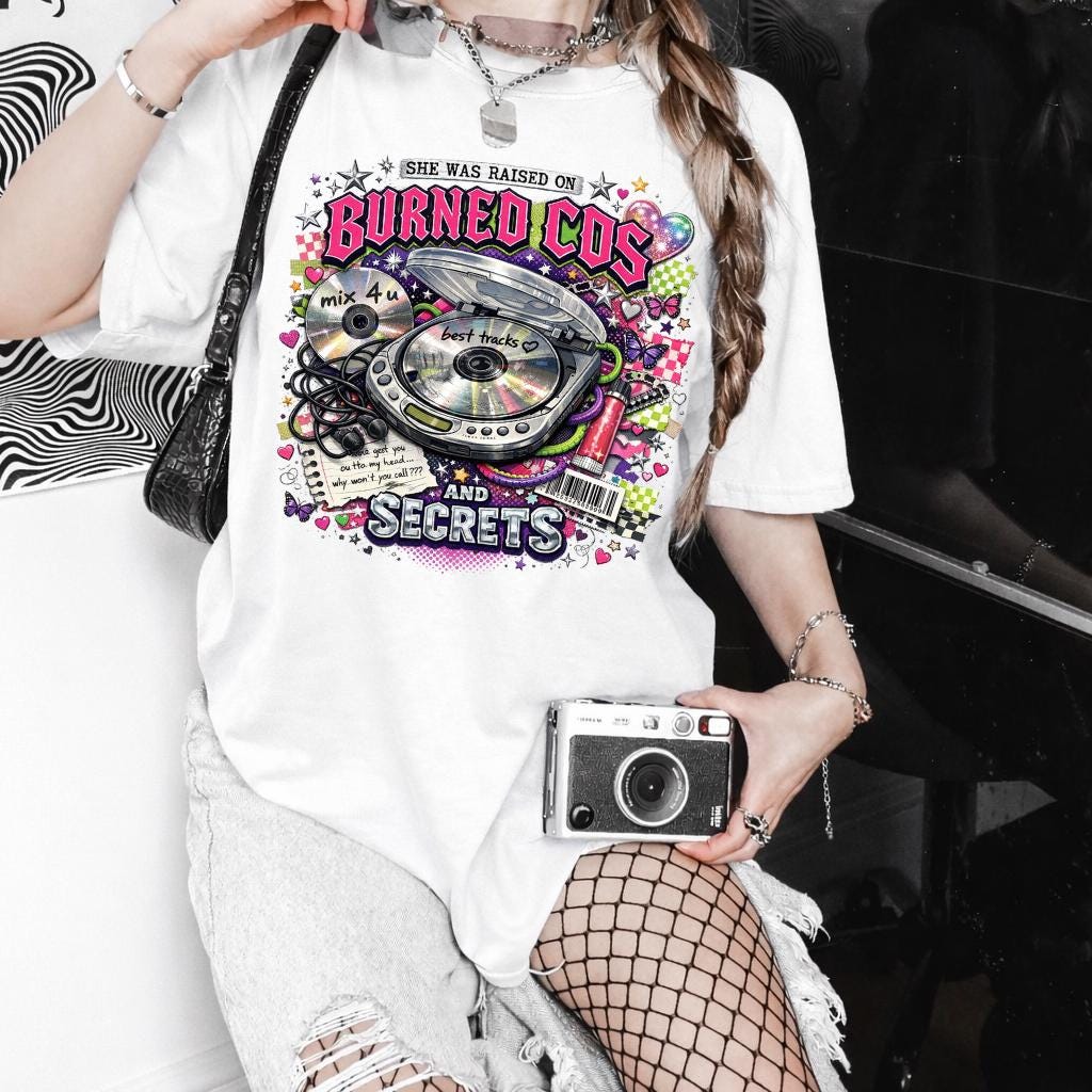Burned CDs Secrets T-Shirt | Retro Mixtape Graphic Tee, Music Lover Unisex Shirt