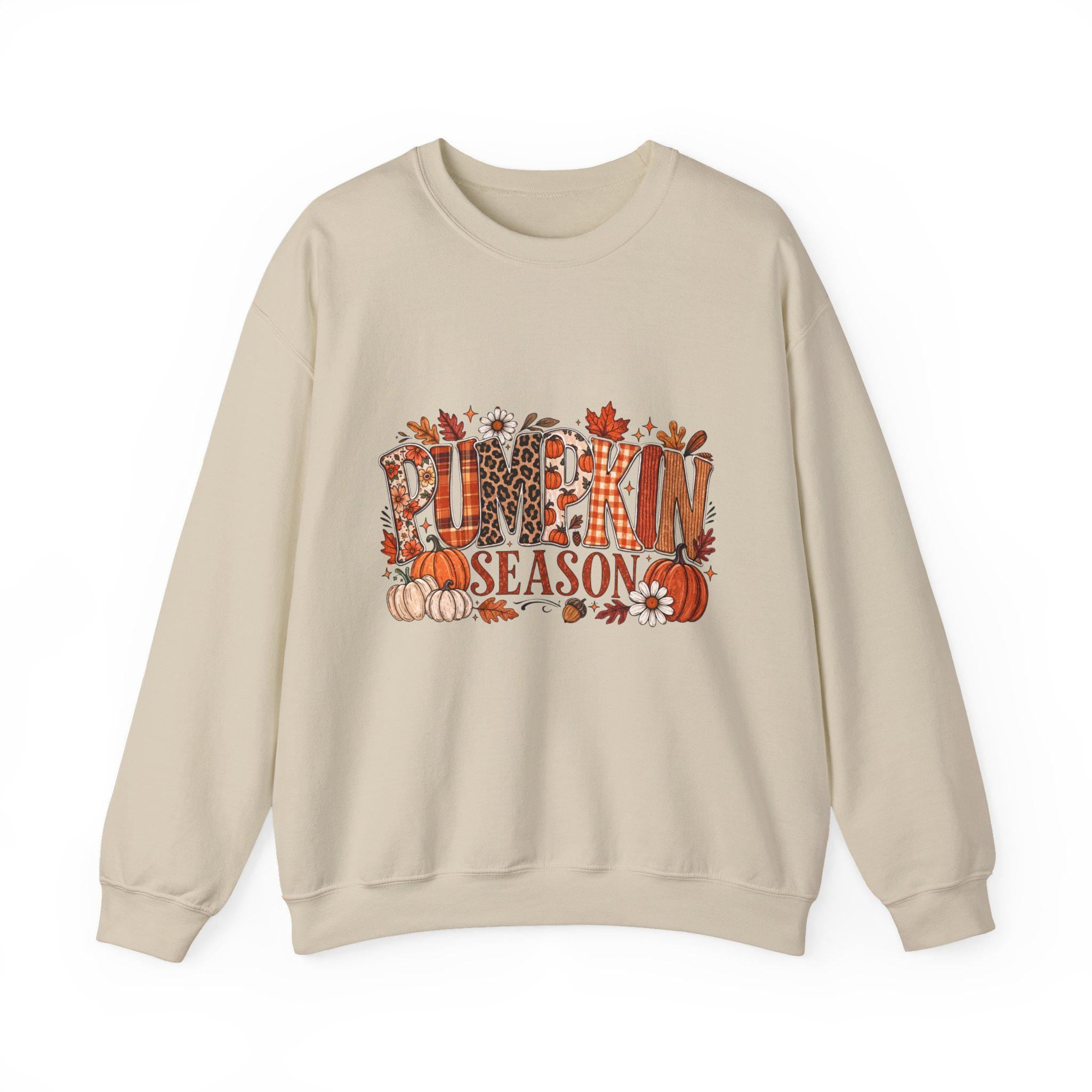 Pumpkin Season Sweatshirt Fall Autumn Leaves Harvest Thanksgiving Cozy Crewneck Sweater Gift