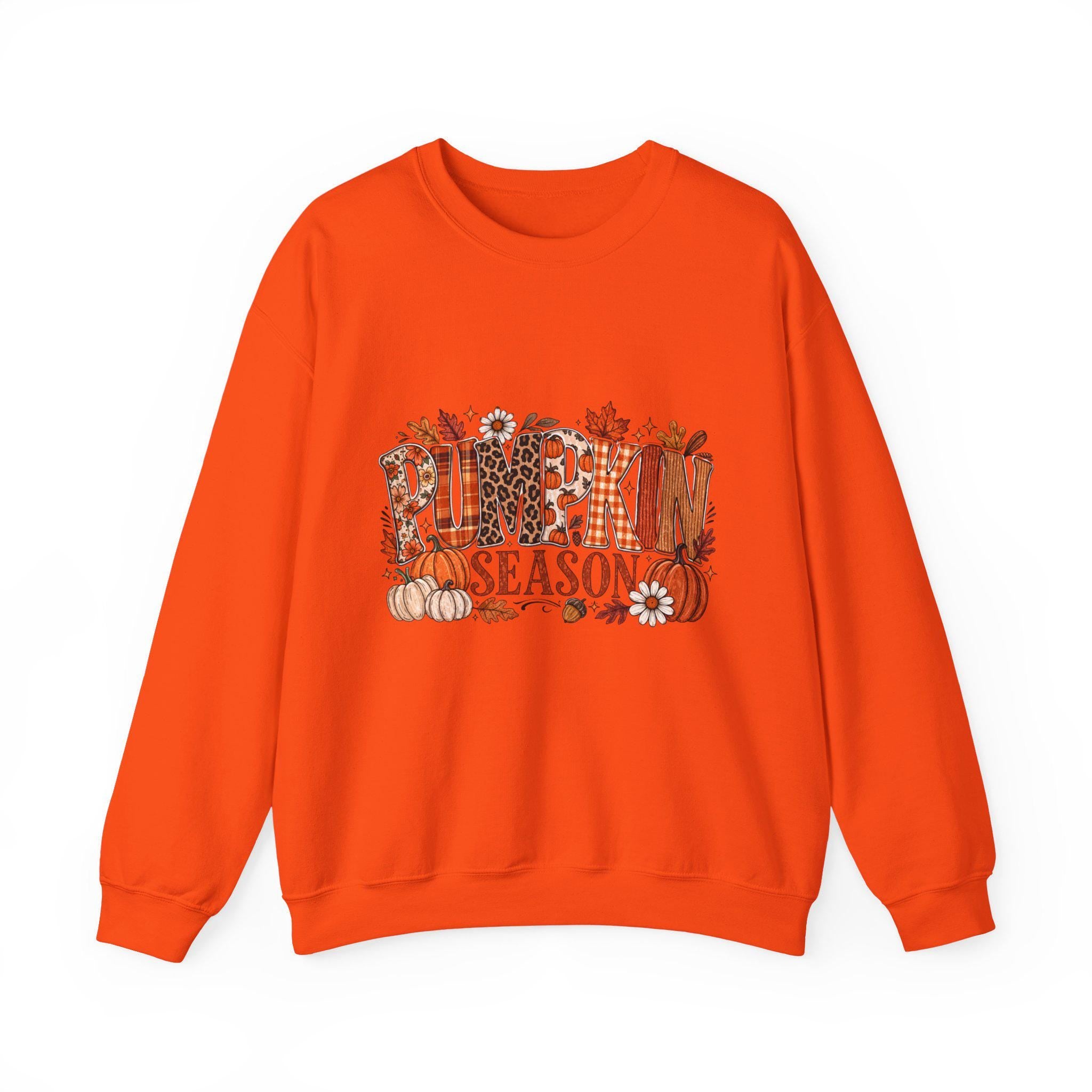 Pumpkin Season Sweatshirt Fall Autumn Leaves Harvest Thanksgiving Cozy Crewneck Sweater Gift