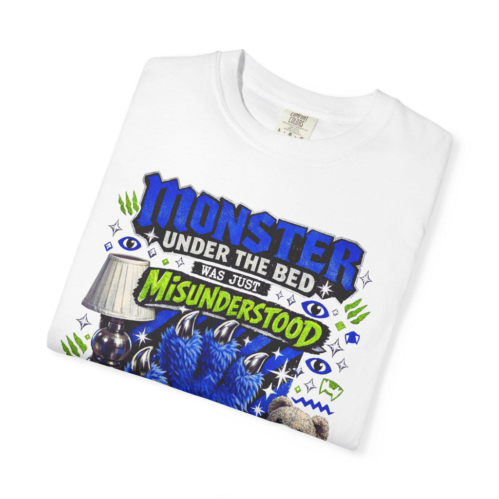 Monster Under Bed Graphic Tee | Garment-Dyed Relaxed Fit Unisex Shirt