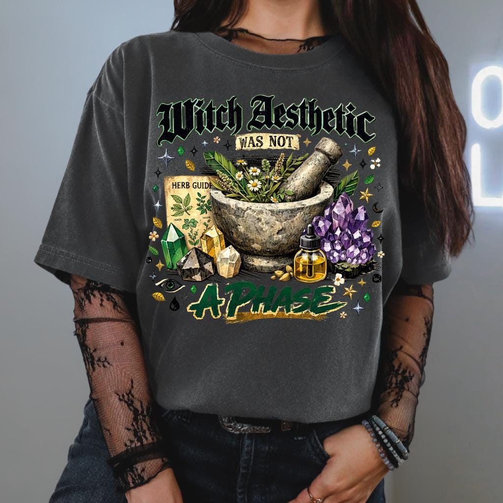 Witch Mortar Pestle T-Shirt | Botanical Witchy Graphic Tee | Pagan Herbalist Occult Fashion Gift