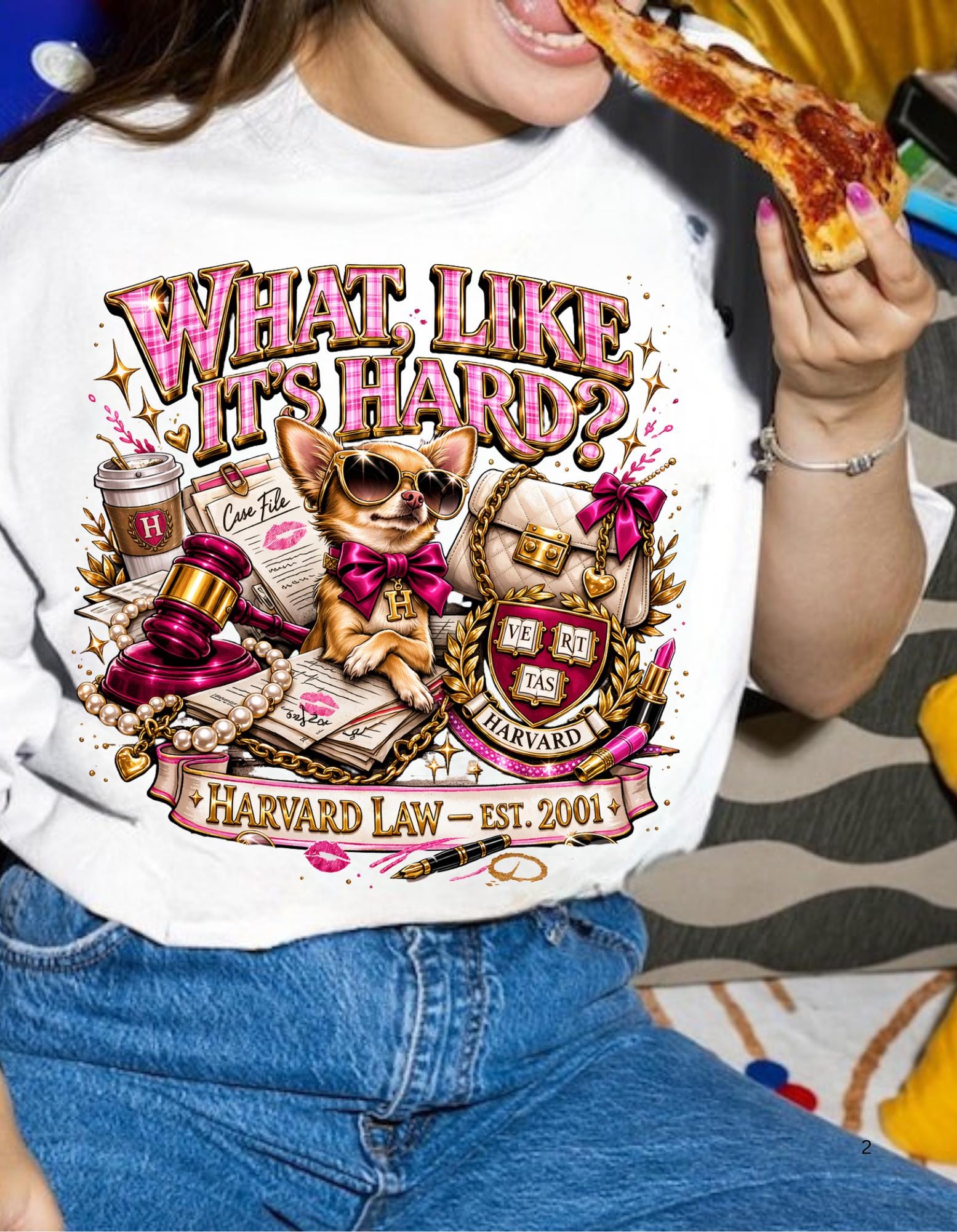 Garment-Dyed Chihuahua Law T-Shirt | Collegiate Crest Retro Artwork Unisex Tee