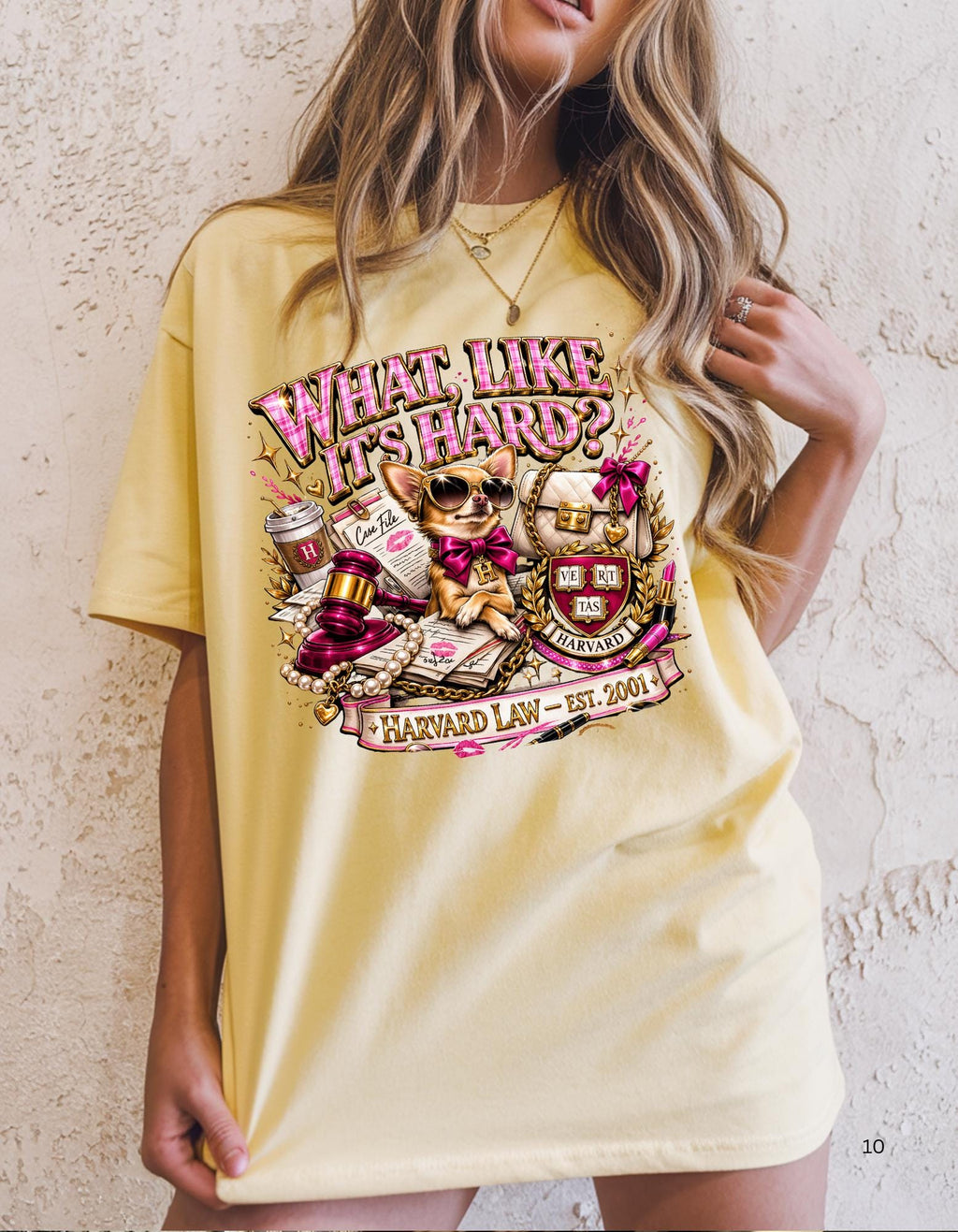 Garment-Dyed Chihuahua Law T-Shirt | Collegiate Crest Retro Artwork Unisex Tee