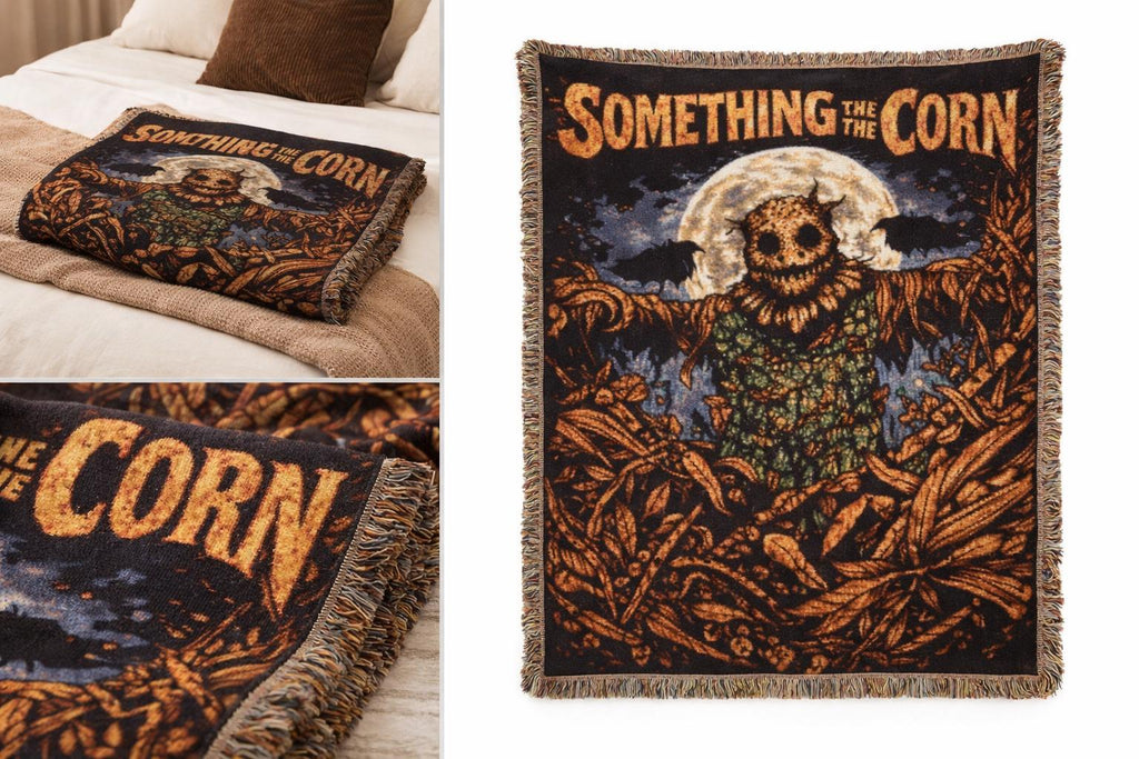 Something In The Corn Scarecrow Woven Blanket Gothic Tapestry Throw Dark Alternative Decor