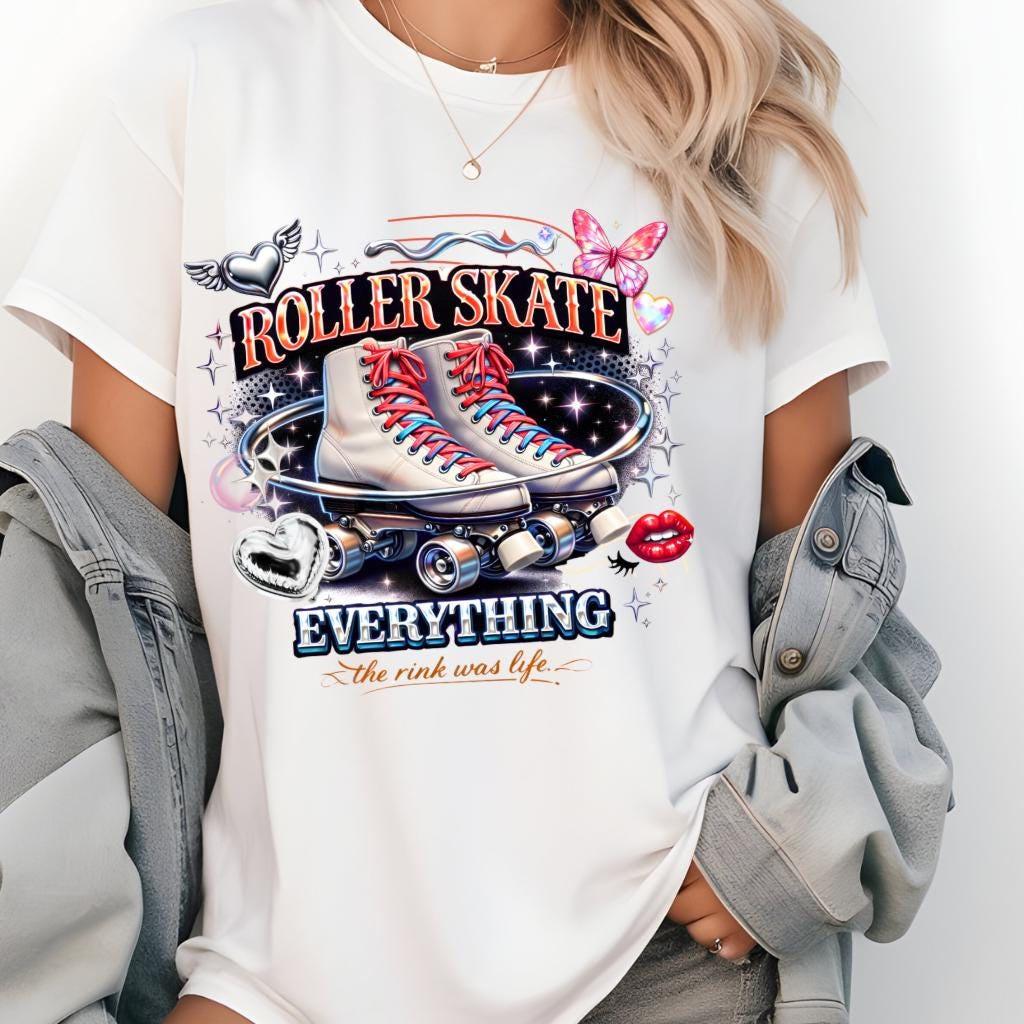 Roller Skate Everything T-Shirt | Retro Vintage Graphic Tee for Skaters | Unisex Derby Fashion Gift