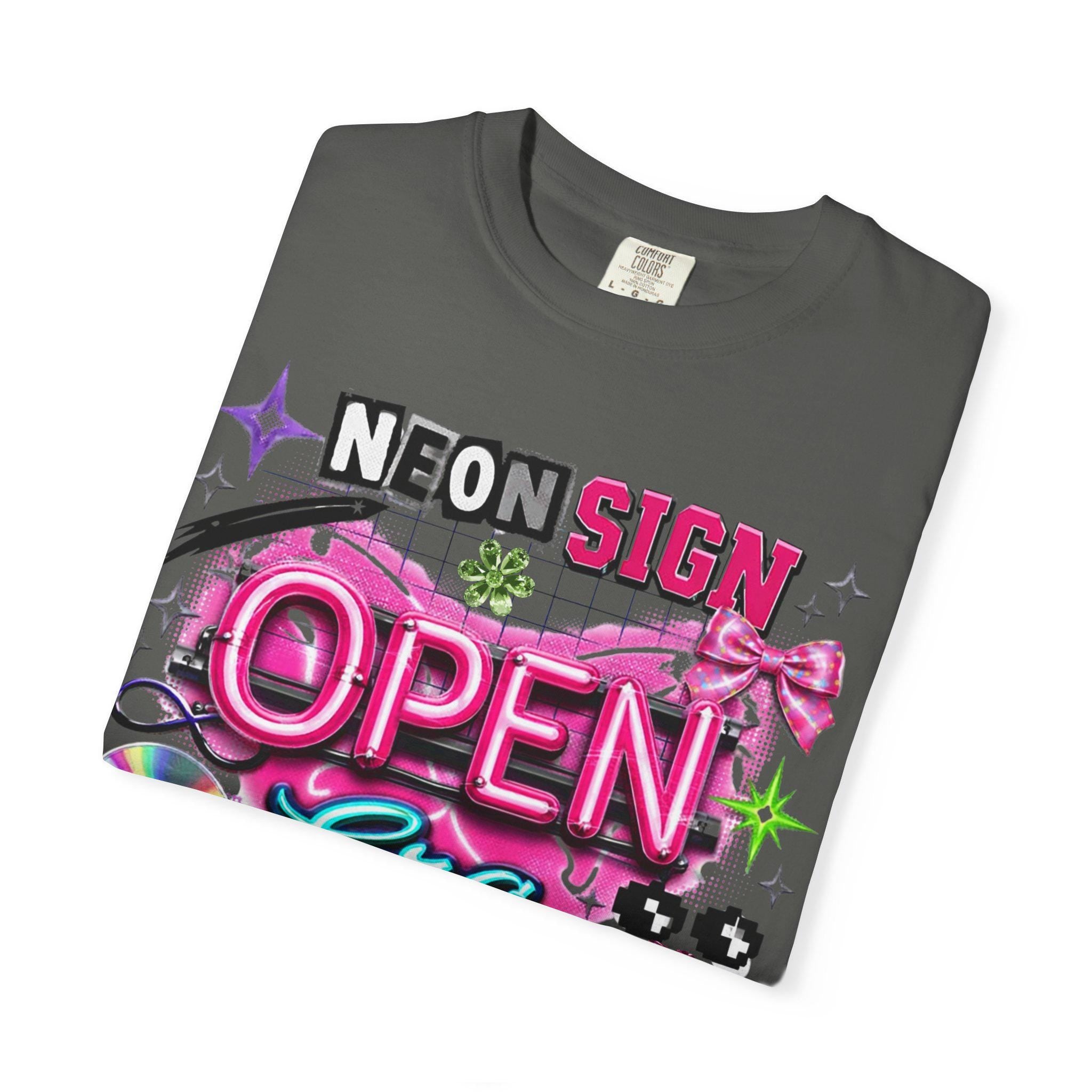 Neon Sign Open Era T-Shirt | Retro CD Flame Graphic Tee