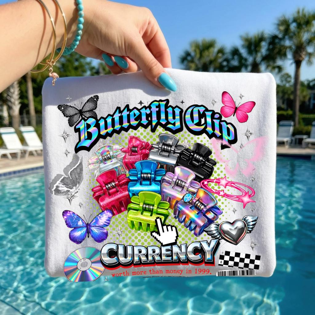 Butterfly Clip Currency Graphic Tee | Retro Vaporwave Streetwear Shirt