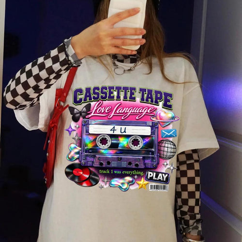 Cassette Tape Love Language T-Shirt Retro 90s Mix Vintage Music Tee Unisex Nostalgia Gift