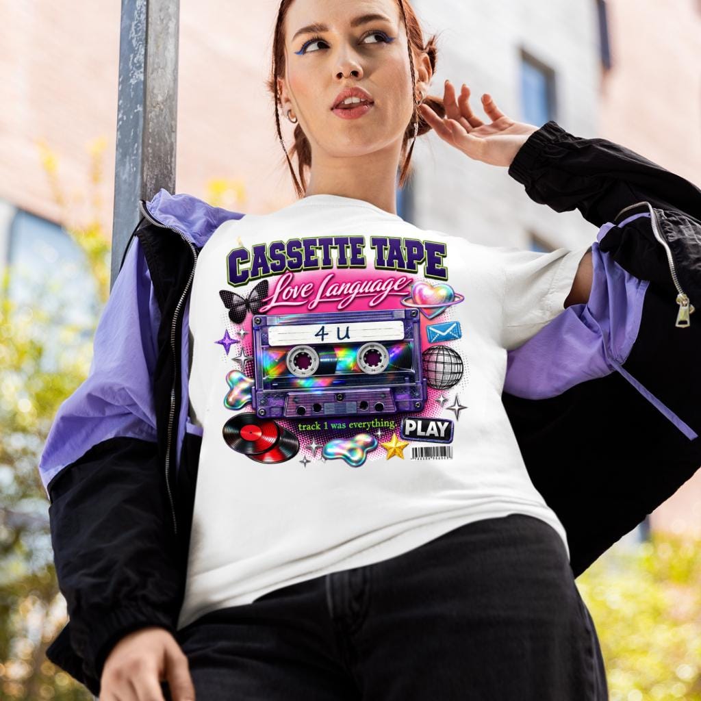 Cassette Tape Love Language T-Shirt Retro 90s Mix Vintage Music Tee Unisex Nostalgia Gift