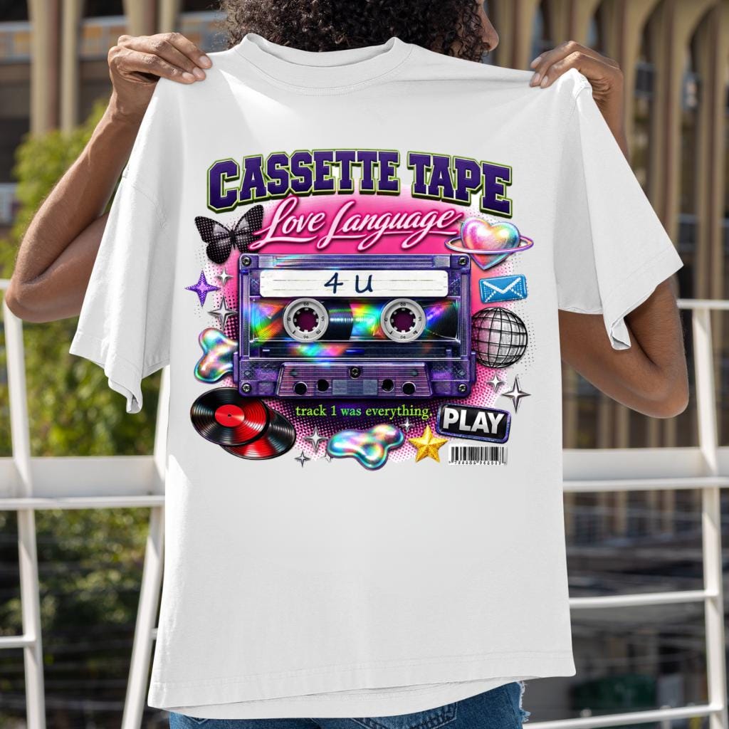 Cassette Tape Love Language T-Shirt Retro 90s Mix Vintage Music Tee Unisex Nostalgia Gift