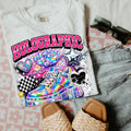 Holographic Sneaker Graphic T-Shirt | Rainbow Shoe Hearts Checkerboard Tee Unisex Streetwear