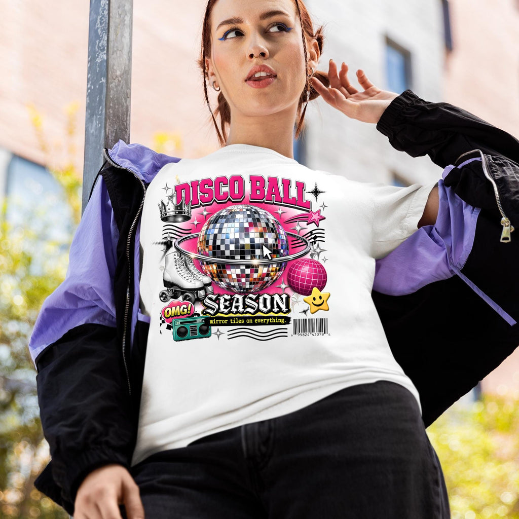 Disco Ball Season T-Shirt | Retro Mirror Graphic Tee, 90s Party Outfit